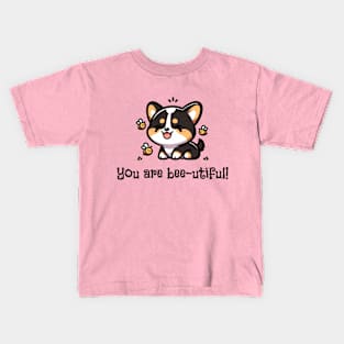 You Are Bee-utiful Cute Tricolor Corgi Kids T-Shirt